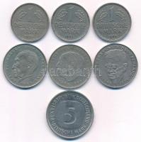 NSZK 1950-1965. 1M Cu-Ni (3xklf) + 1972-1989. 2M Cu-Ni (3xklf) + 1978D 5M Cu-Ni T:XF-F GFR 1950-1965. 1 Mark Cu-Ni (3xdiff) + 1972-1989. 2 Mark Cu-Ni (3xdiff) + 1978D 5 Mark Cu-Ni C:XF-F