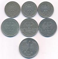 NSZK 1950-1965. 1M Cu-Ni (3xklf) + 1972-1989. 2M Cu-Ni (3xklf) + 1978D 5M Cu-Ni T:XF-F GFR 1950-1965...