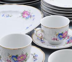 Hollóházi Hajnalka 35 darabos készlet, 6 db nagytányér, 6 db mélytányér, 6 db süteményes tányér, 8 d...