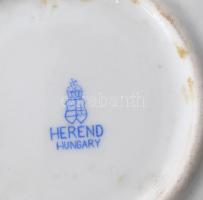 Herendi, porcelán mokkás csésze aljjal + tejszínkiöntő. Kézzel festett, jelzett minimális kopással