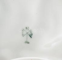 Ens virág díszes figura. Kézzel festett, jelzett, csőrén lepattanással. 18x15 cm