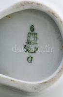 Zsolnay lila virágos mintás leveses tál és sótartó. Matricás, jelzett, minimális kopással d: 23 cm