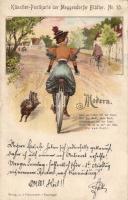 1899 Lady bicycle litho (small tear)