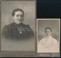 cca 1880-1910 Keményhátú portrék, 4 db, 10,5×6,5 és 20,5×11,6 cm közötti méretekben