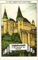 Vajdahunyad vára, a Hunyadiak ősi fészke. La culture magyare sous le joug étranger. Francia nyelvű irredenta művészlap / Castle Hunedoara. Vajda-Hunyad, The Ancestral Home of the Hunyadis. French edition Hungarian irredenta propaganda (EK)