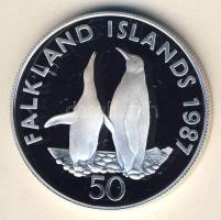 Falkland-szigetek 1987. 50p Ag "WWF-Király pingvin" T:PP Csak 25.000db! Tanúsítvánnyal!