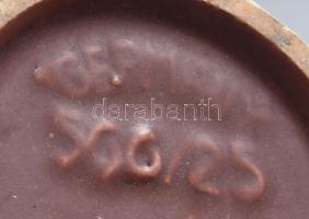 Retro német mohaszínű zsugormázas váza, alján pattogzott, m: 25,5 cm