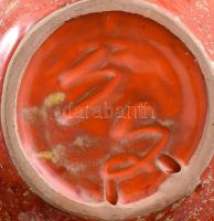 Csizmadia Margit szórt színű kerámia kínáló, jelzett, hibátlan, d: 24 cm, m: 7,5 cm