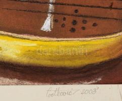 Cvetkovic, Milena (-): Csendélet hangszerrel. Pasztell, papír, jelzett. Üvegezett fakeretben, 29×48,...