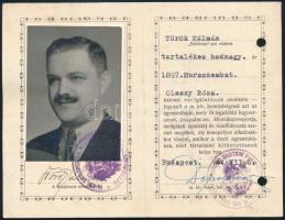 1944 Bp., Török Kálmán tartalékos hadnagy (Muraszombat, 1897) számára kiállított fényképes emléklap