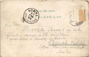 1898 (Vorläufer) Szombathely, Vármegyeháza, Székesegyház, Fő tér, szőlős hölgy. Druck Regel & Kr...