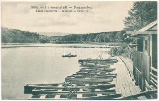 Nagyszeben, Hermannstadt, Sibiu; Erdei tó, csónakok. Kraft & Drotleff 10. / Lacul dumbravei / Waldsee / forest lake, boats