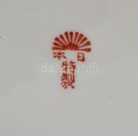 Japán gésa mintás süteményes tál szett, jelzett, hibátlan, d: 19 cm