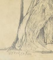 Porkoláb Zoltán (1952-): Petrarca álma, 1998. Ceruza, papír, jelezve jobbra lent. Üvegezett fakeretb...