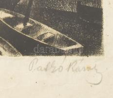 Patkó Károly (1895-1941): Kikötőben. Rézkarc, papír, jelzett. Kisebb gyűrődésekkel. Üvegezett fakere...