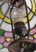 Ólomüveg mennyezeti lámpabúra, hibátlan, d: 28 cm, m: 23 cm