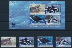 2009 WWF: Delfinek sor + blokk Mi 3205-3208 + Mi 85