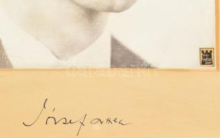 József Attila (1905-1937) költő nagy méretű fotója a paszpartun tintás aláírásával. Várkonyi fotó, m...