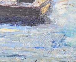 Szöllősi Katica (-): Pailicsi tó. Olaj, farost, jelezve jobbra lent. Hátoldalán autográf felirattal....