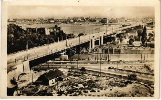 1952 Budapest, Sztálin híd budai hídfő (Árpád híd). Képzőművészeti Alap (fl)