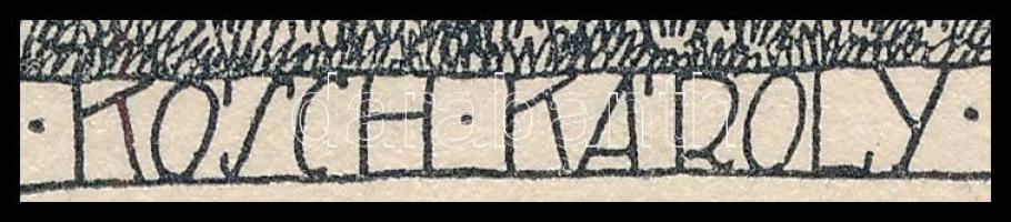 cca 1908 Kós Károly (1883-1977): "Kis udvarház udvara", fametszet, papír, jelzett a dúcon,...