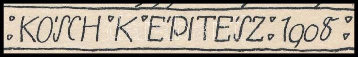 cca 1908 Kós Károly (1883-1977): "Hall - Ebédlő a Művészházhoz", fametszet, papír, jelzett...