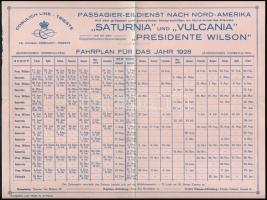 1928 Trieszt, Cosulich-Line, a Saturnia, a Vulcania és a Presidente Wilson hajók menetrendje