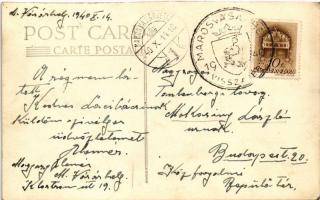 1940 Marosvásárhely, Targu Mures; Városháza elején "Marosvásárhely visszatért" irredenta f...