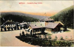 1907 Iglófüred, Bad Zipser Neudorf, Spisská Nová Ves Kupele, Novovesské Kúpele; Vendéglő és nagy fürdőház. Wlaszlovits Gusztáv kiadása / spa and restaurant (fa)