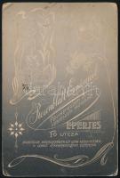 cca 1910 Házaspár portréja, keményhátú fotó Rosenblatt Emánuel eperjesi műterméből, kopásnyomokkal, ...