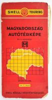 cca 1942 Magyarország autótérképe a visszacsatolt területekkel, tervezte: Tallián Ferenc, 1 : 400.000, Bp., Shell Kőolaj Rt. kiadása, sérült, szakadásokkal, cca. 151x57 cm