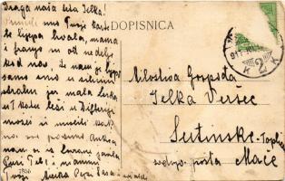 1911 Zagreb, Zágráb; Bakaceva ulica / street, market / utca és piac (szakadás / tear)