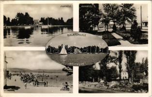 1942 Balatonlelle, Jachtklub, strand, part részlet, park részletek