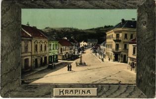 1910 Korpona, Krapina; main square, shops of Vinko Vanic, G. Gostl, Henrieta Schreiber and Adolf Kompa. (EK)