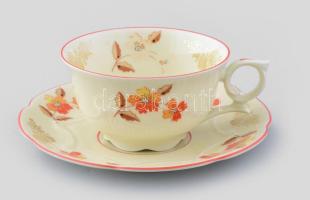 Schumann Bavaria teás csésze aljjal. Kézzel festett, jelzett, hibátlan