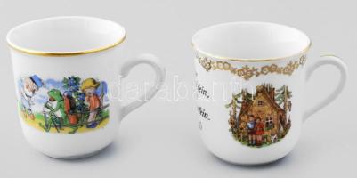 2 db Bohemia cseh vintage gyermek bögre német felirattal. Matricás, jelzett, kopásokkal 8 cm