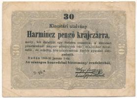 1849. 30kr "Kossuth bankó", "...HONVEDELMI..." sajtóhibával T:F