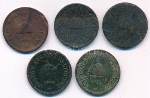 1893-1909. 2f (5x) T:VF,F közte oxidáció, hajlott lemez, ph