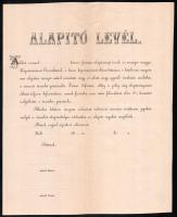 cca 1870 A Képzőművészeti Társulat kitöltetlen alapító (adomány) levele, benne a Képzőművészeti Társulat tagjainak névsorával