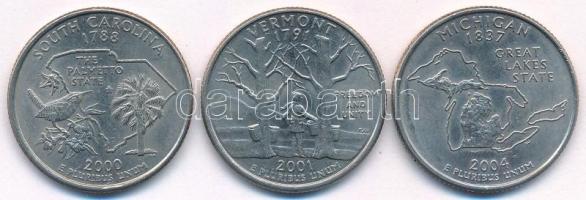 Amerikai Egyesült Államok 2000-2004. 25c Cu-Ni (3xklf) forgalmi emlékkiadások a "Szövetségi Áll...