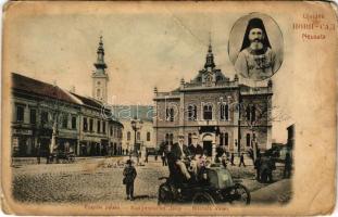 1914 Újvidék, Novi Sad; Szerb püspöki palota, üzletek, automobil / Serbian bishop's palace, shops, automobile (EM)