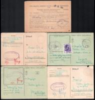 II. világháborús tábori posta levelezőlapok, 4 db + 1947 Szovjet fogságban lévő magyar hadifogoly le...