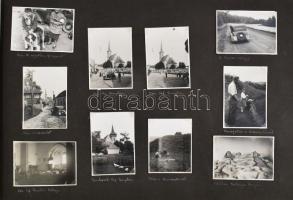 cca 1930-1940 Régi fotóalbum, 176 db feliratozott, beragasztott fotóval, sok erdélyi képpel (Nagyvár...