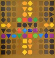 Vasarely Victor (1908-1997): Op-art kompozíció. Ofszet nyomat, papír. Jelzett a nyomaton. Lapméret: 52,5x39 cm.