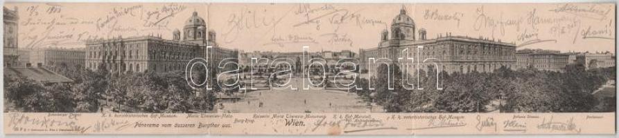 1903 Wien, Vienna, Bécs; Panorama vom äusseren Burgthor aus - 3-tiled folding panoramacard