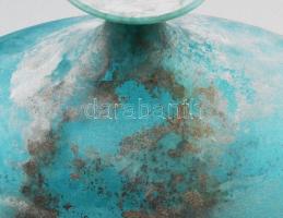 Murano Cenedese Blue Ocean oválváza. Terv.: Cenedese Vetri, cca 1960, fújt és kézzel formázott, az ó...