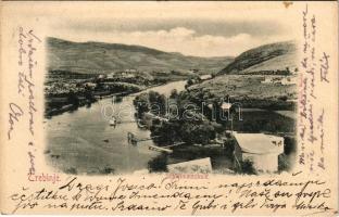 1905 Trebinje, Schwimmschule / swimming school + "K. UND K. MILIT. POST SARAJEVO" (EK)