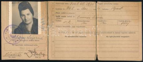 1944 Arcképes hadiüzemi igazolvány