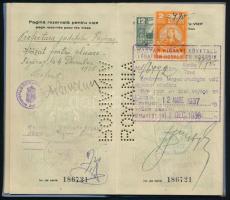 1936 Román útlevél magyar konzuli bélyegekkel is