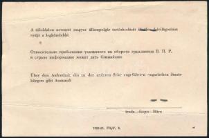 1967 IBUSZ arcképes társasutazási igazolvány